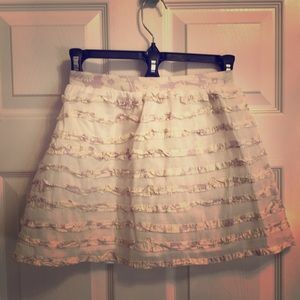 White faille cotton with lavender trim skirt